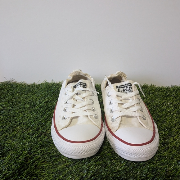 Converse Off-White Low-Top Slip-On Sneakers with Red Stripe - Picture 3 of 5